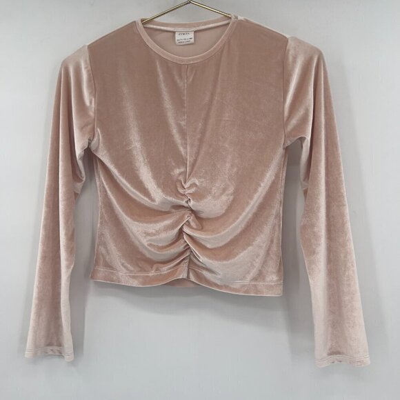 ZARA Girls Ruched Velvet long Sleeve Crop Top Size 11-12 - Picture 1 of 6